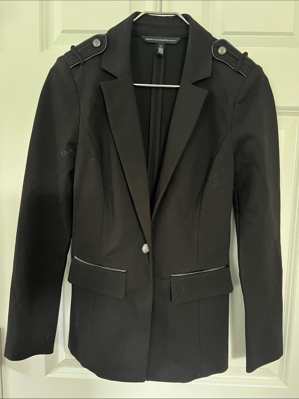 White House Black Market Black Tailored Military-Style Blazer - Size 2